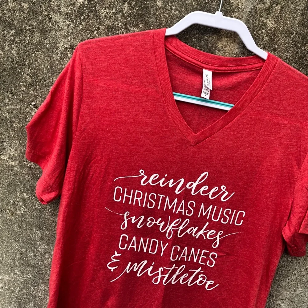 Christmas Themed V-Neck Shirt - Picture 3 of 6